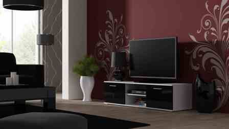eoshop TV stolík Soho, 140 cm, biela / čierna lesk